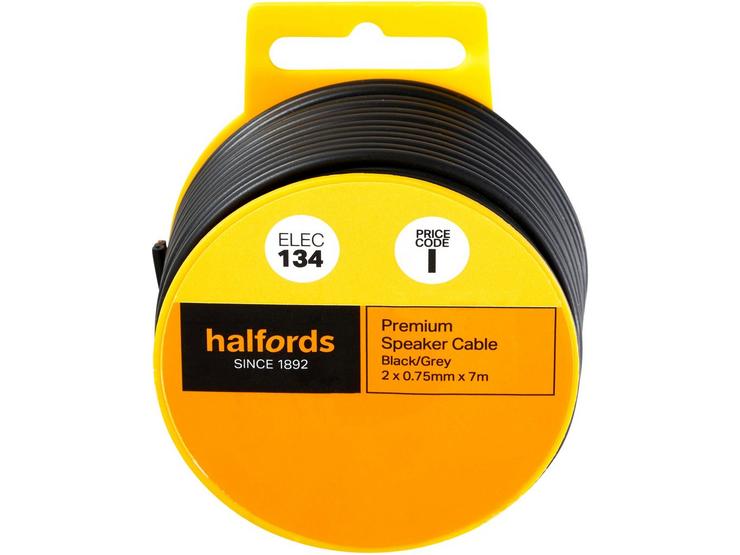 Halfords Premium Speaker Cable - Black/Grey (ELEC135)
