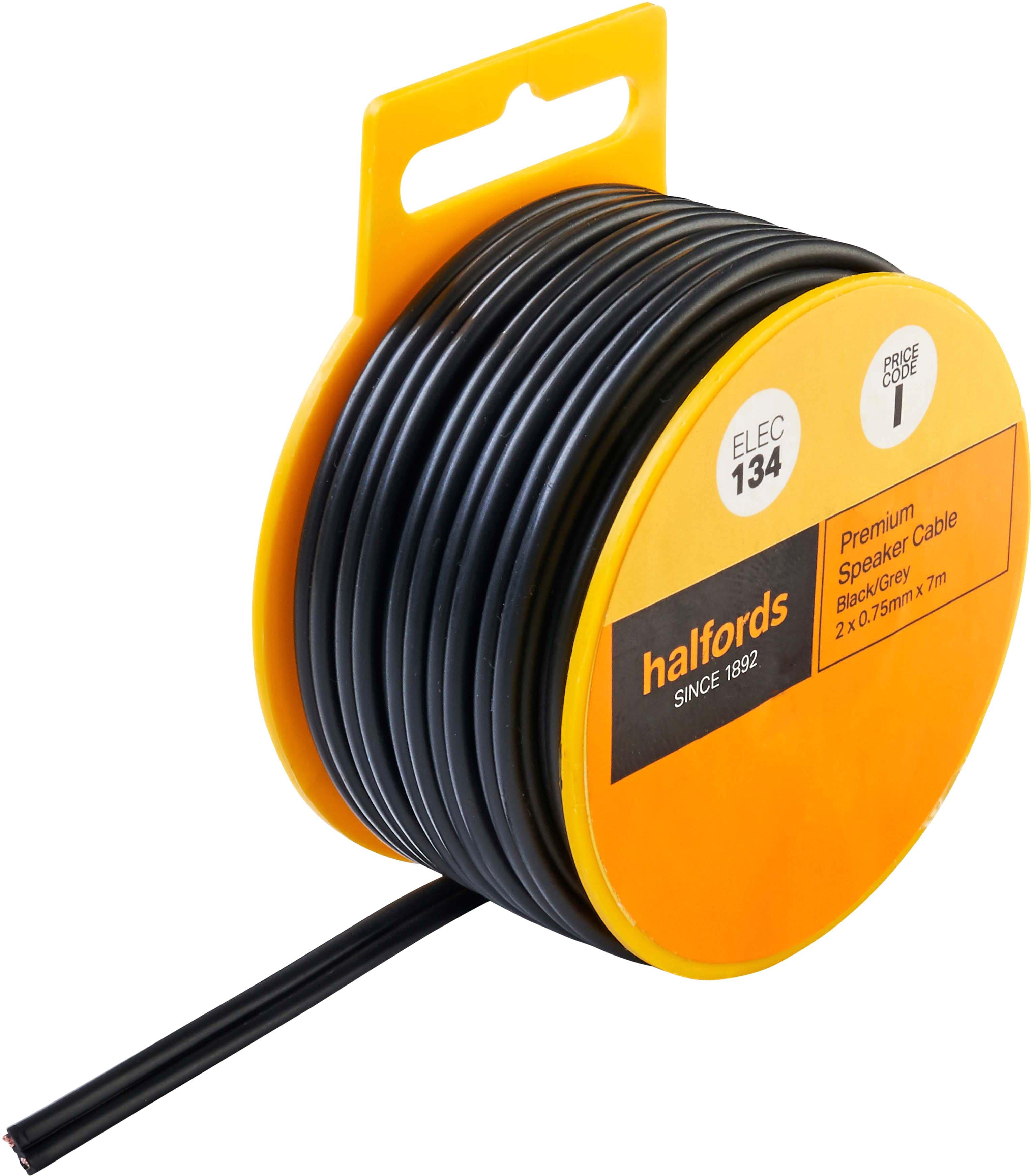 Halfords Premium Speaker Cable - Black/Grey (ELEC135)