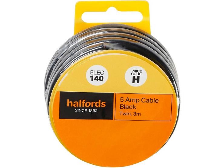 Halfords 5 Amp Twin Cable Black (ELEC140)