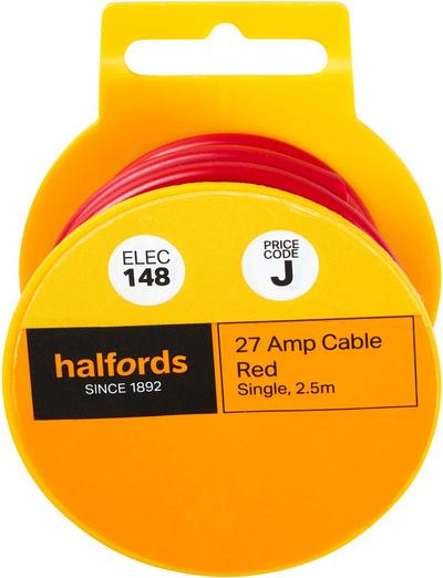 Halfords 27 Amp Cable Red (ELEC148) Halfords 27 Amp Cable Red (ELEC148)