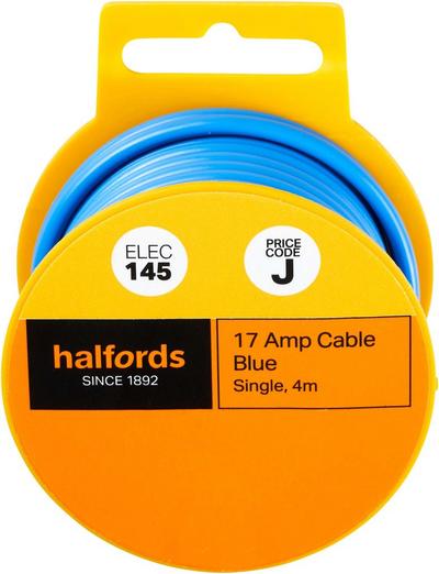 Halfords 17 Amp Cable Blue (ELEC145) Halfords 17 Amp Cable Blue (ELEC145)