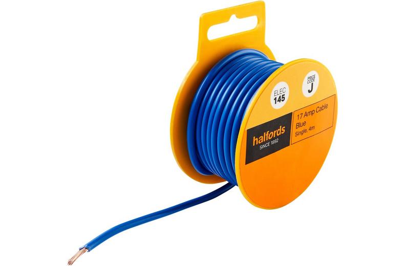 Halfords 17 Amp Cable Blue (ELEC145) Halfords 17 Amp Cable Blue (ELEC145)