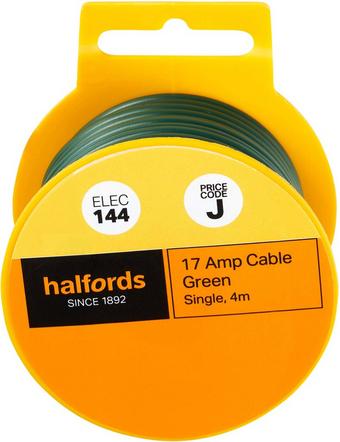 Halfords 17 Amp Cable Green (ELEC144)