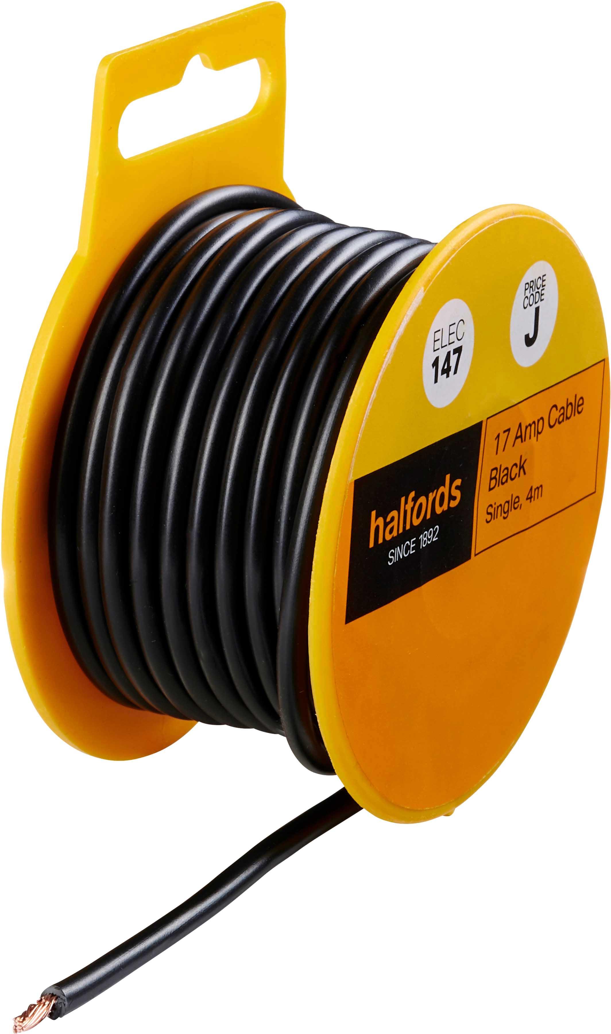 Halfords 17 Amp Cable Black (ELEC147)