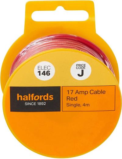 Halfords 17 Amp Cable Red (ELEC146) Halfords 17 Amp Cable Red (ELEC146)