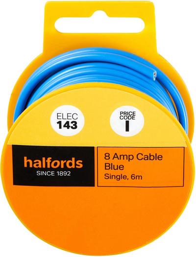 Halfords 8 Amp Cable Blue (ELEC143) Halfords 8 Amp Cable Blue (ELEC143)