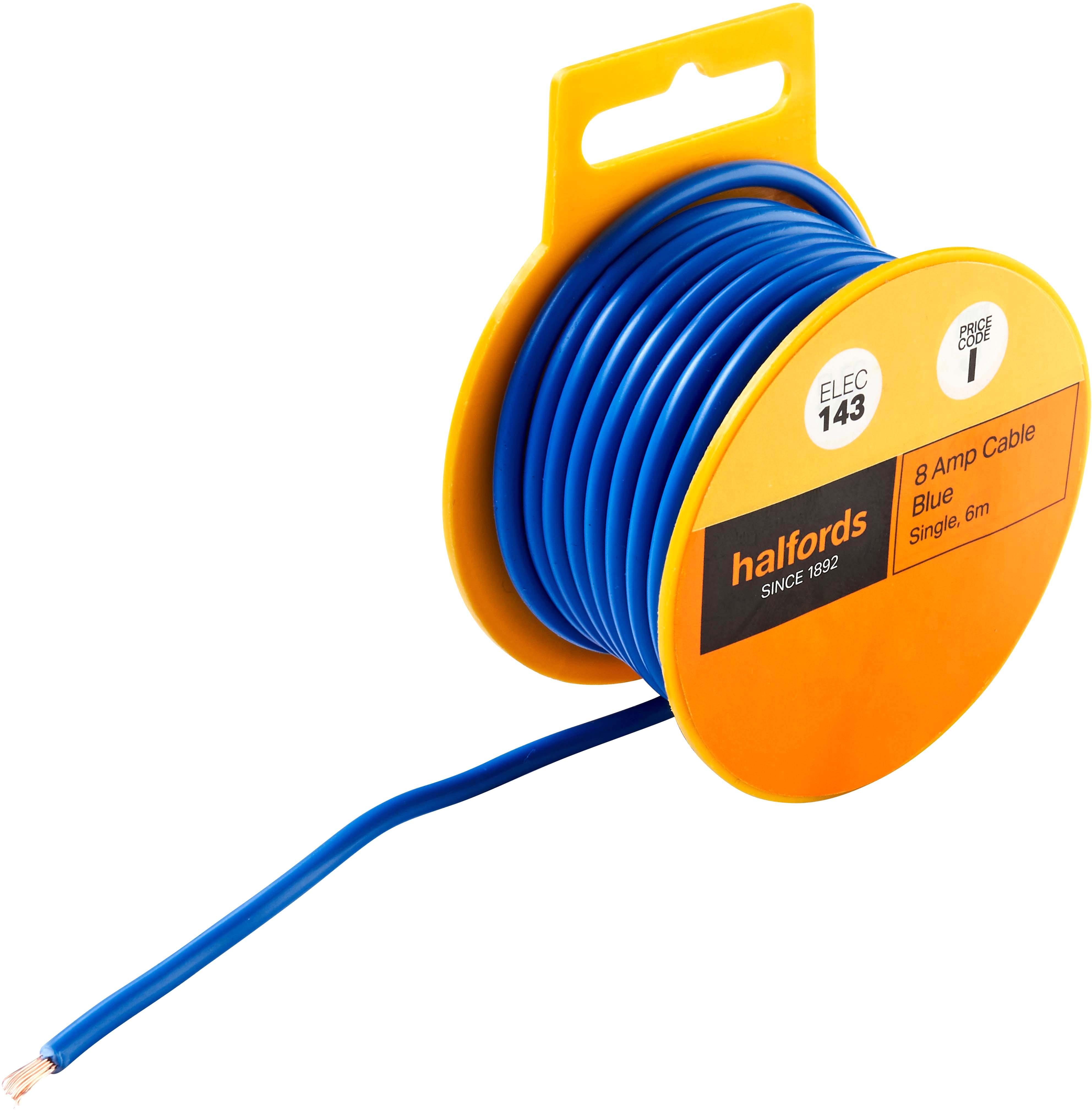 Halfords 8 Amp Cable Blue (ELEC143)