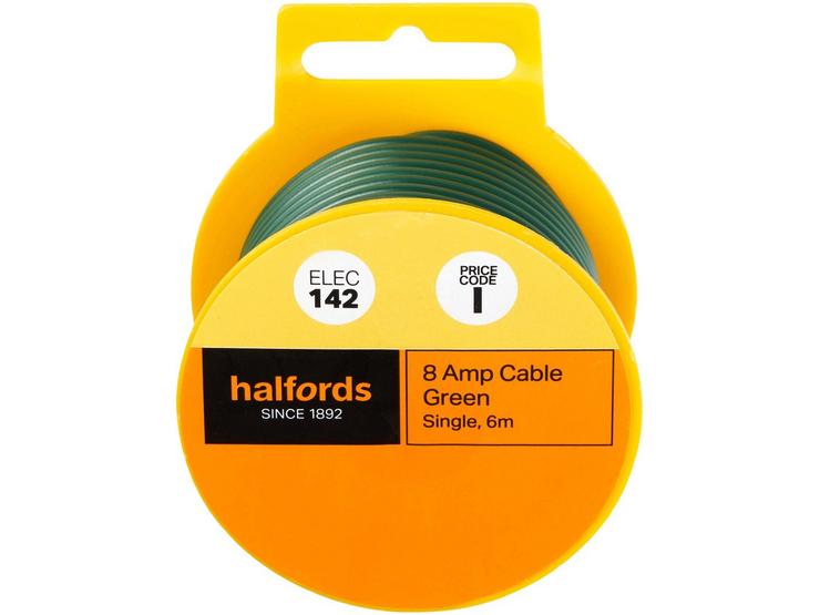 Halfords 8 Amp Cable Green (ELEC142)