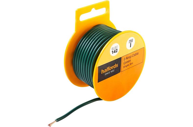 Halfords 8 Amp Cable Green (ELEC142) Halfords 8 Amp Cable Green (ELEC142)