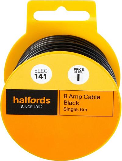 Halfords 8 Amp Cable Black (ELEC141) Halfords 8 Amp Cable Black (ELEC141)