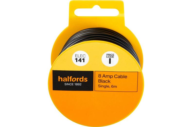 Halfords 8 Amp Cable Black (ELEC141) Halfords 8 Amp Cable Black (ELEC141)