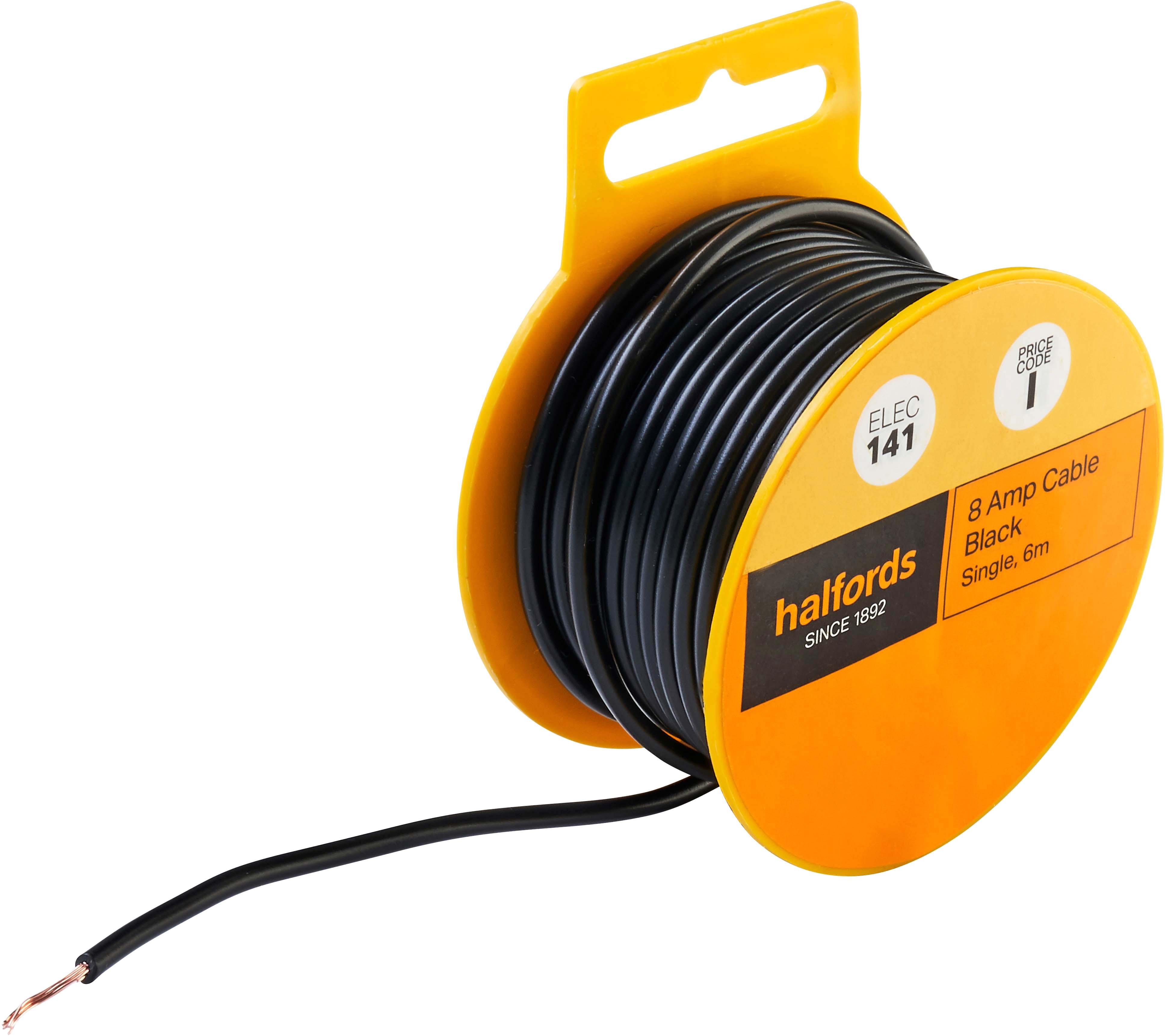 Halfords 8 Amp Cable Black (ELEC141)