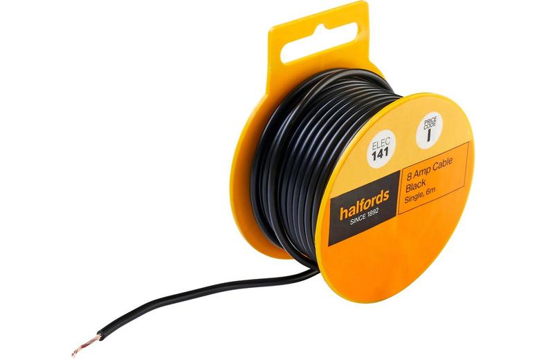 Halfords 8 Amp Cable Black (ELEC141) Halfords 8 Amp Cable Black (ELEC141)