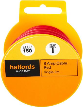 Halfords 8 Amp Cable Red (ELEC150)