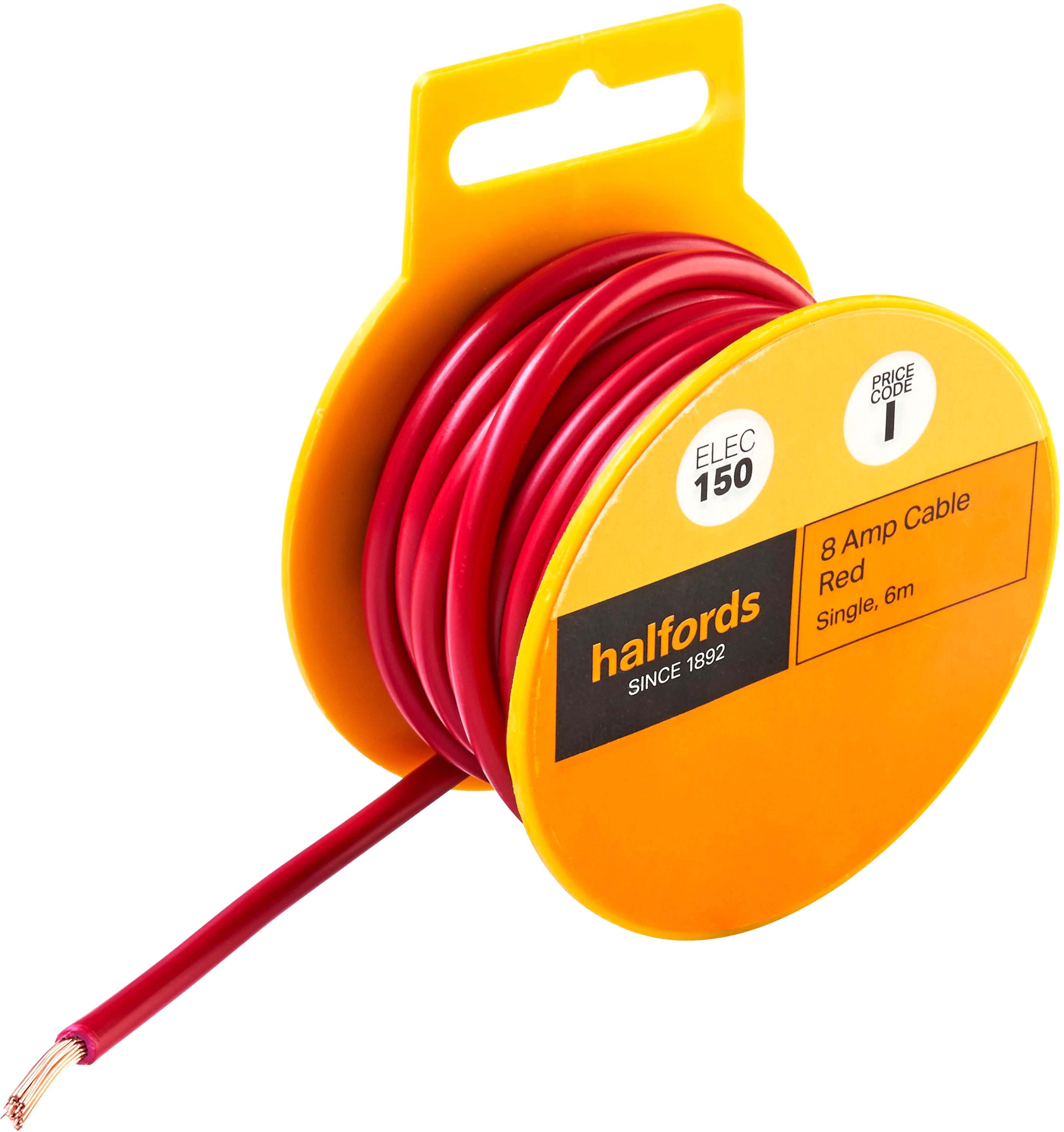 Halfords 8 Amp Cable Red (ELEC150)