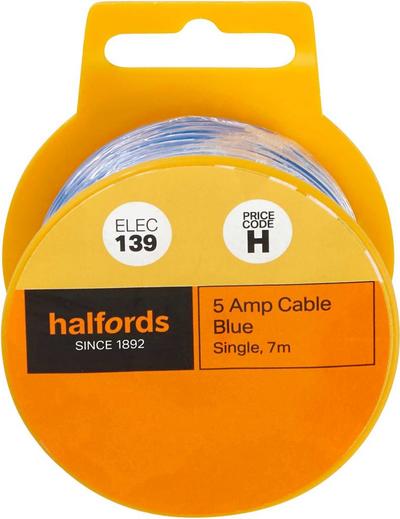 Halfords 5 Amp Cable Blue (ELEC139) Halfords 5 Amp Cable Blue (ELEC139)