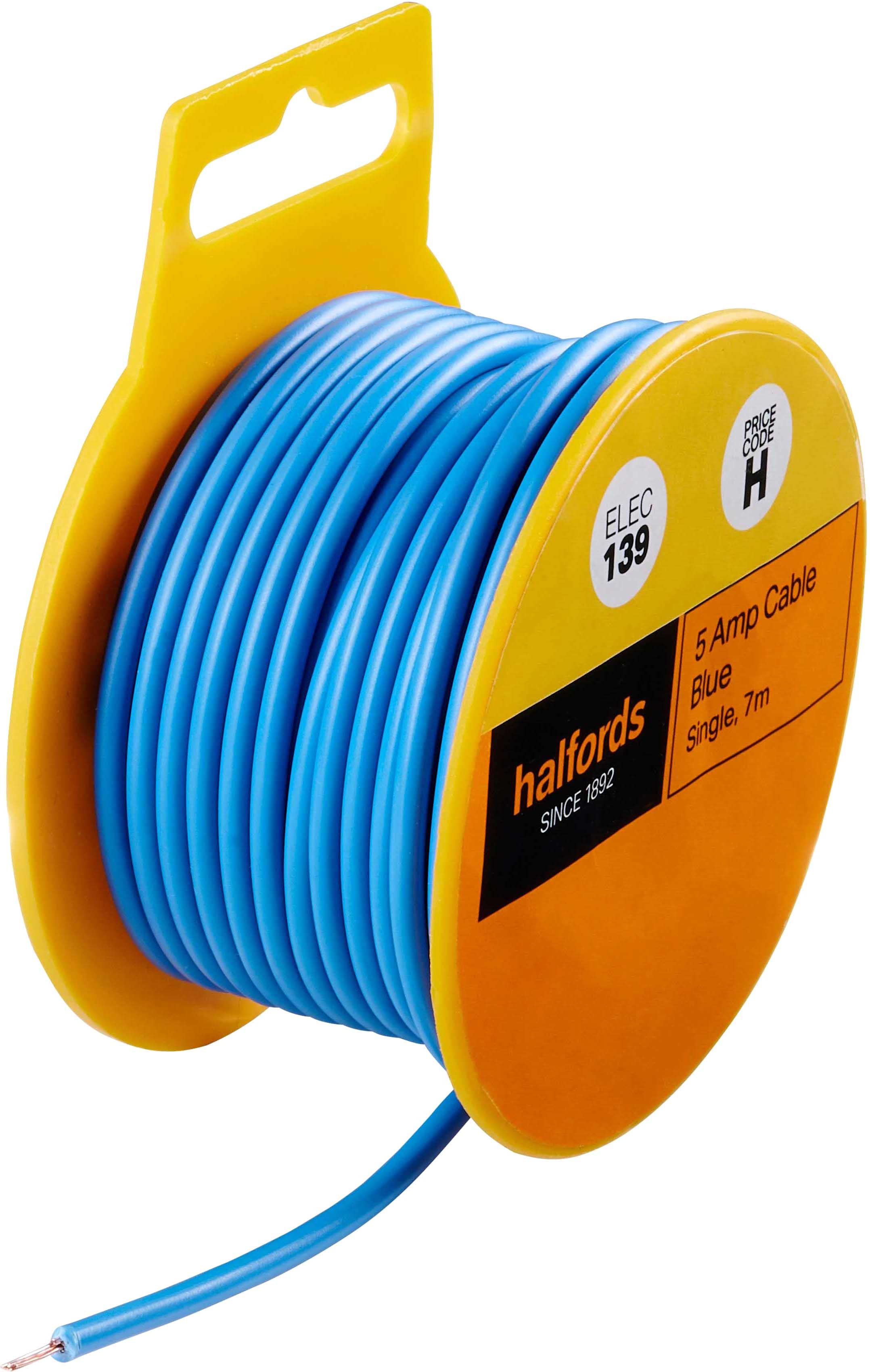 Halfords 5 Amp Cable Blue (ELEC139)