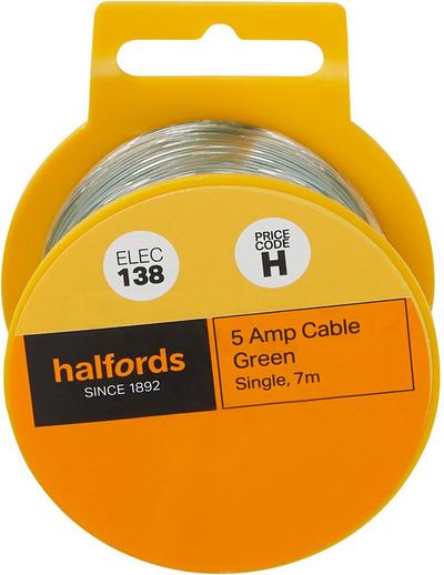 Halfords 5 Amp Cable Green (ELEC138) Halfords 5 Amp Cable Green (ELEC138)