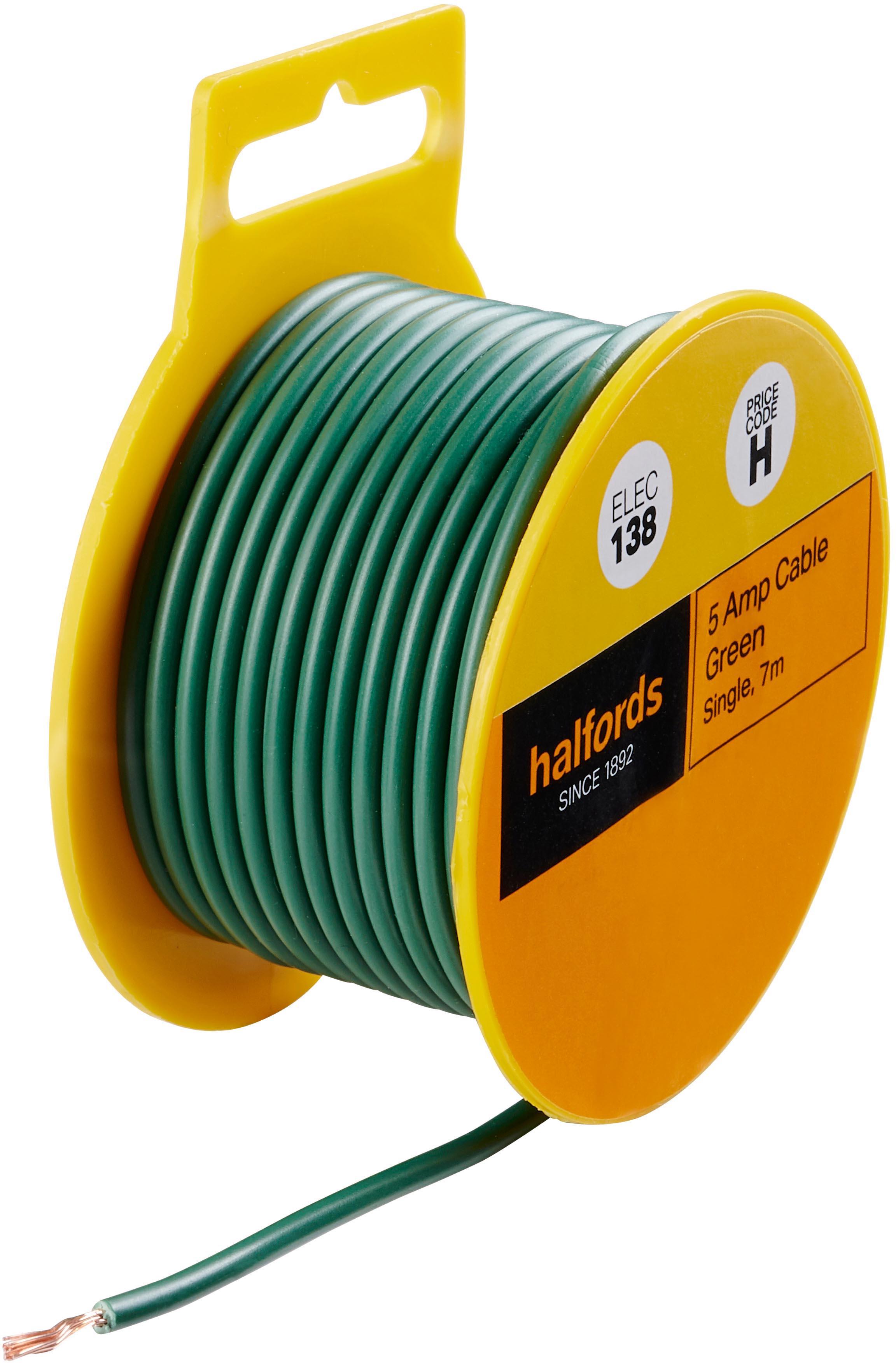 Halfords 5 Amp Cable Green (ELEC138)