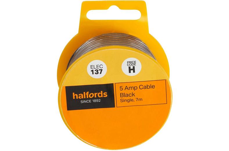 Halfords 5 Amp Cable Black (ELEC137) Halfords 5 Amp Cable Black (ELEC137)