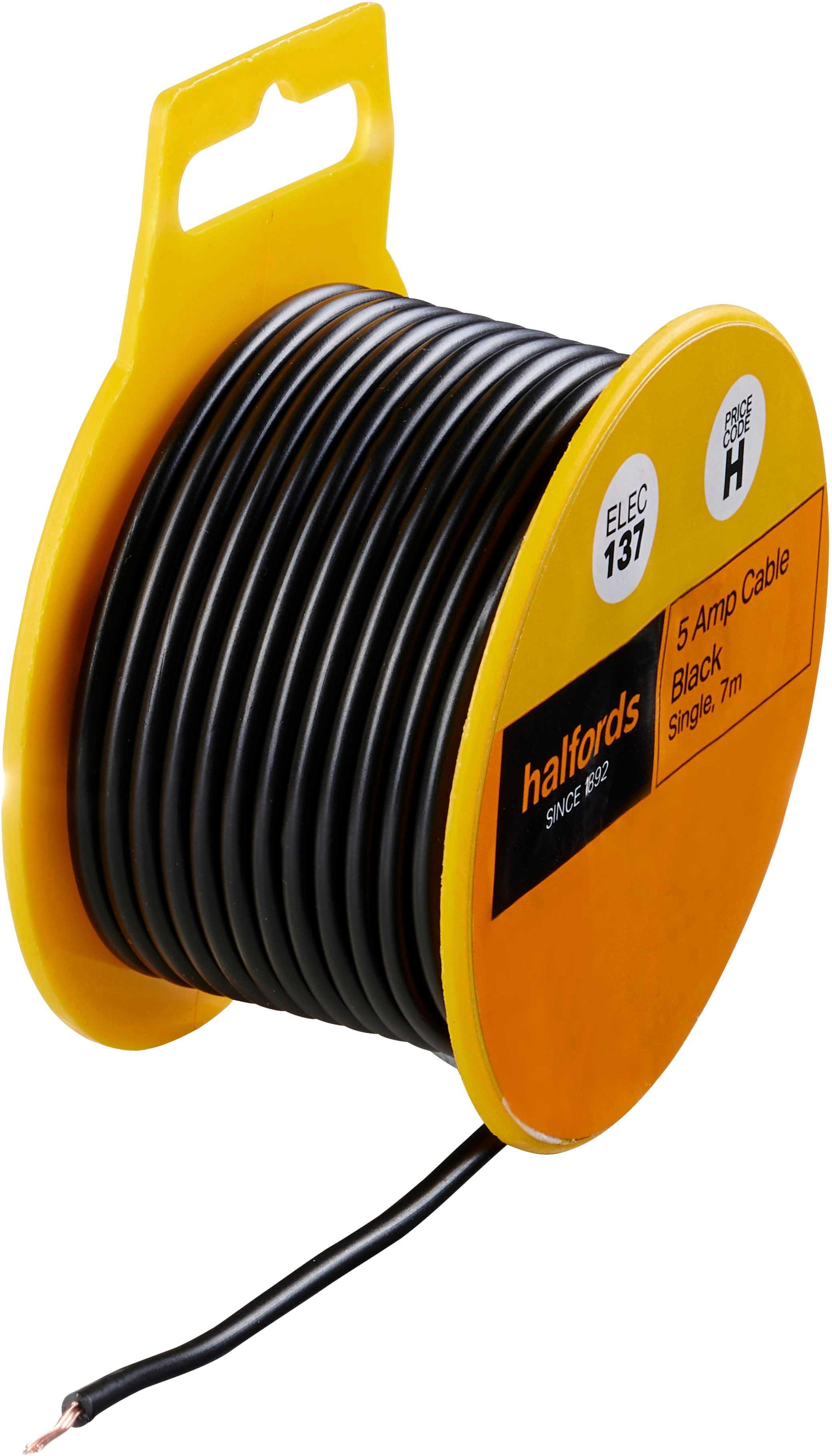 Halfords 5 Amp Cable Black (ELEC137)