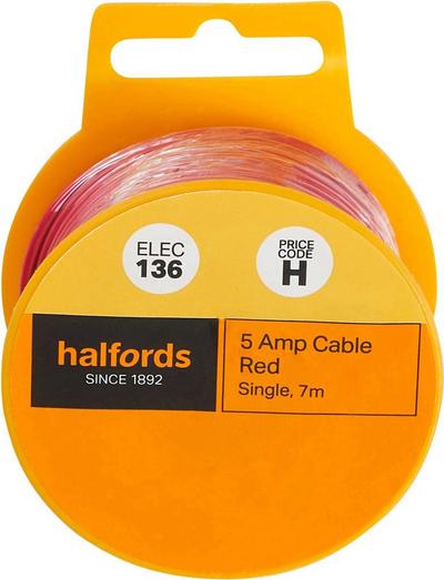 Halfords 5 Amp Cable Red (ELEC136) Halfords 5 Amp Cable Red (ELEC136)