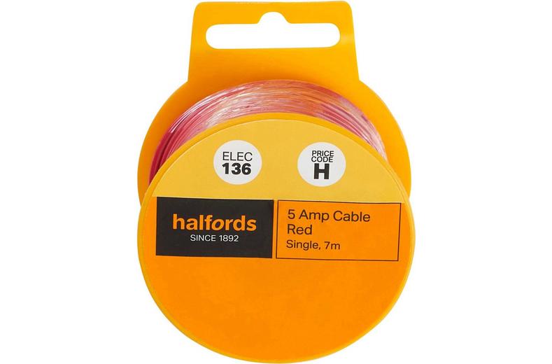 Halfords 5 Amp Cable Red (ELEC136) Halfords 5 Amp Cable Red (ELEC136)