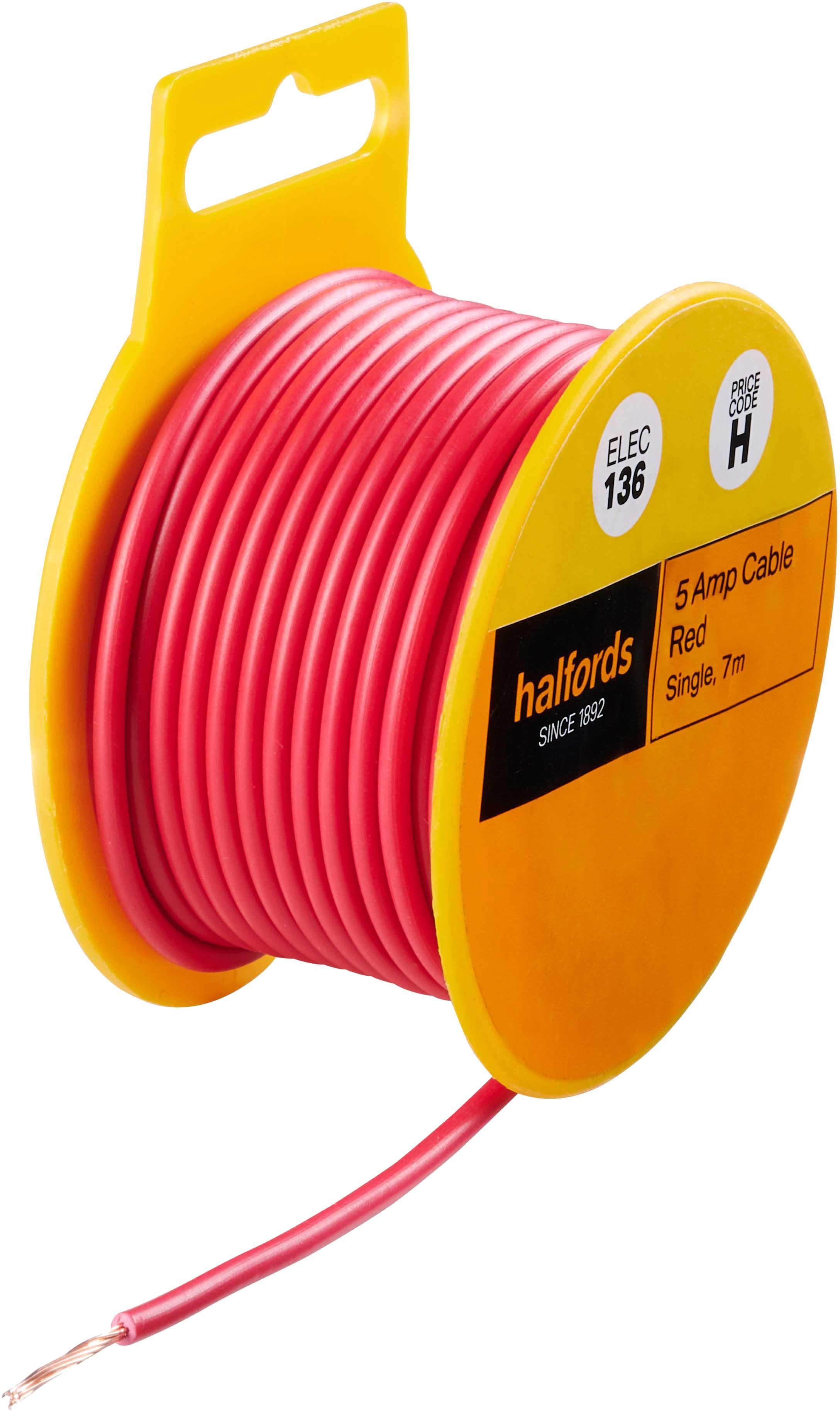 Halfords 5 Amp Cable Red (ELEC136)