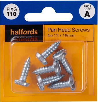 Halfords Pan Head Screws No12 x 16mm (FIXG110)