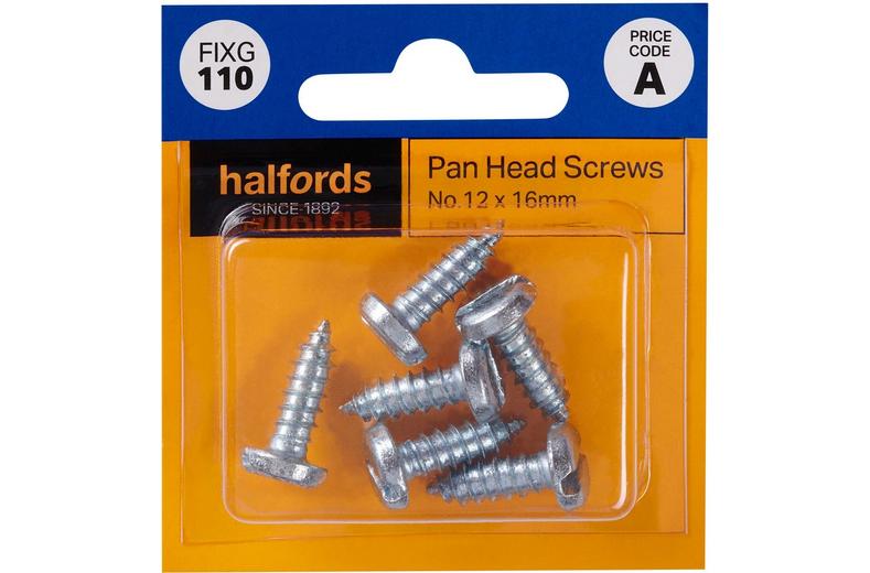Halfords Pan Head Screws No12 x 16mm (FIXG110) Halfords Pan Head Screws No12 x 16mm (FIXG110)