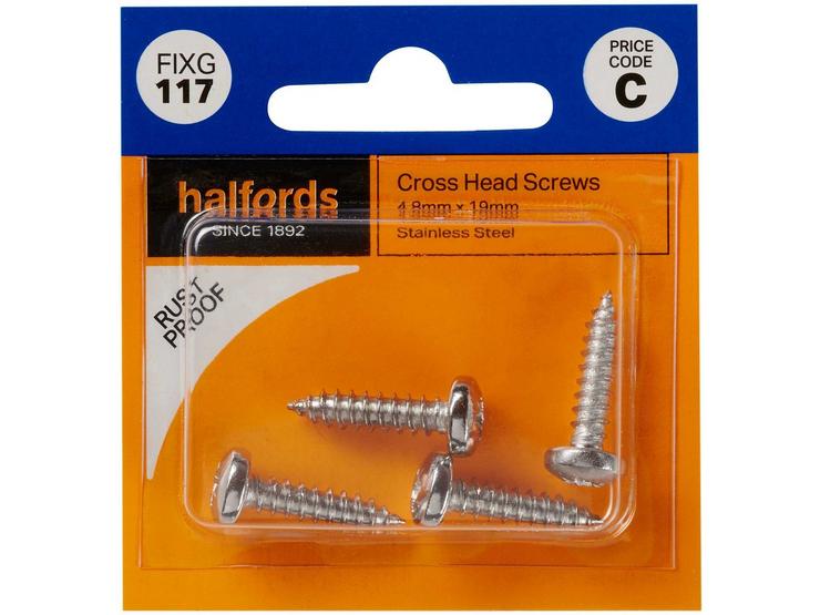 Halfords Cross Head Screws 4.8mmx19mm (FIXG117)