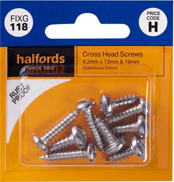 Halfords Cross Head Screws 4.2mmx13mm & 19mm (FIXG118)