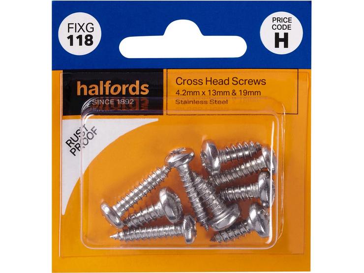 Halfords Cross Head Screws 4.2mmx13mm & 19mm (FIXG118)
