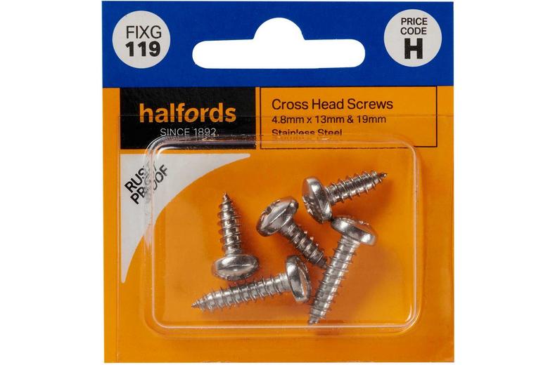 Halfords Cross Head Screws 4.2mmx13mm & 19mm (FIXG119) Halfords Cross Head Screws 4.2mmx13mm & 19mm (FIXG119)