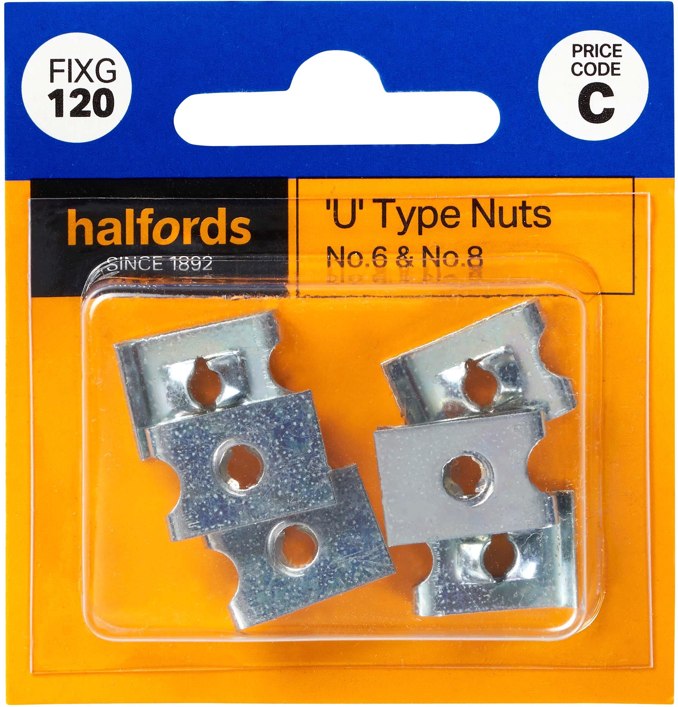 Halfords U-Type Nuts No.6 & No.8 (FIXG120)