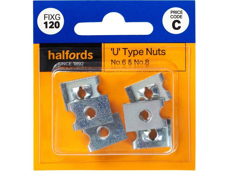 Halfords U-Type Nuts No.6 & No.8 (FIXG120)