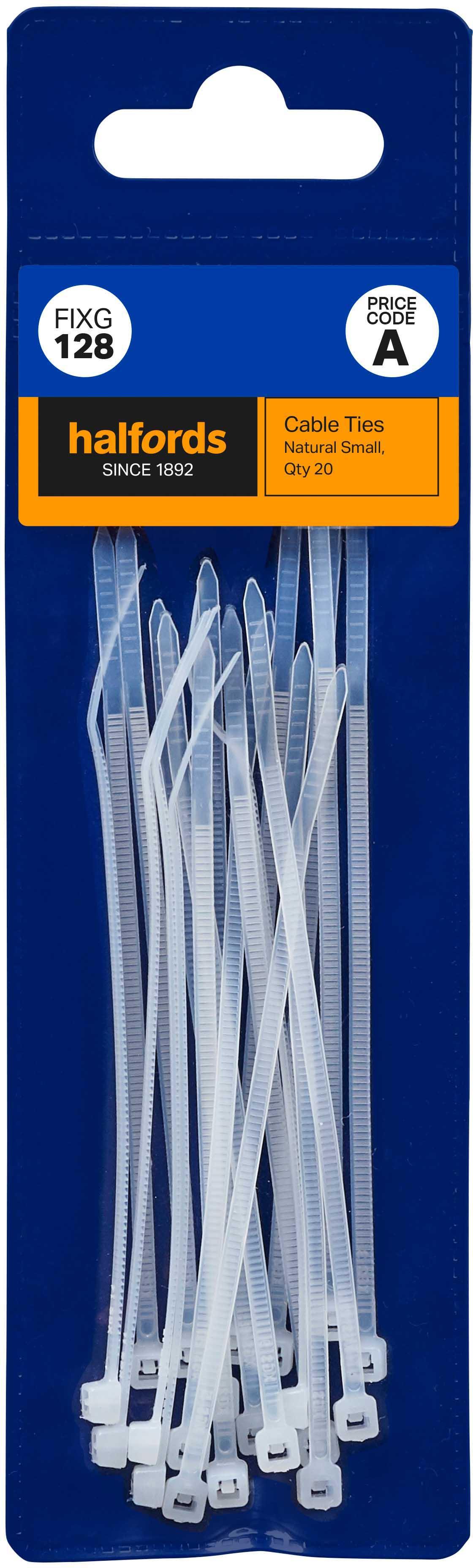 Halfords Cable Ties 100mm Natural (FIXG128)