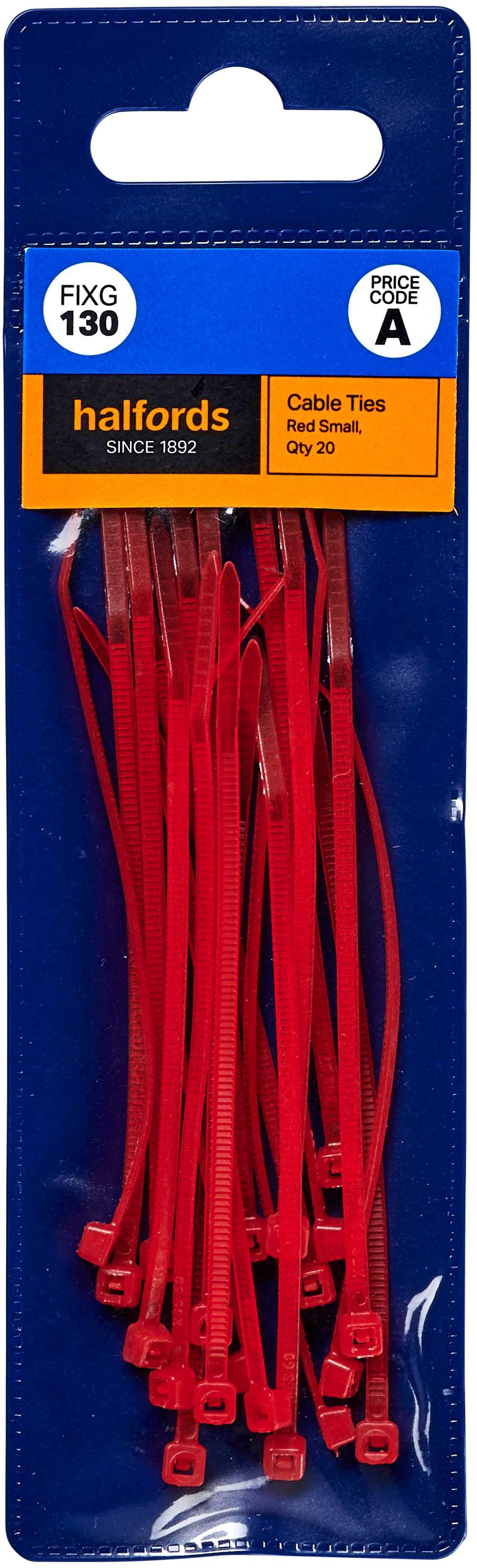 Halfords Cable Ties 100mm Red (FIXG130)