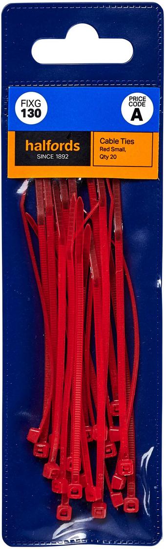 Halfords Cable Ties 100mm Red (FIXG130)