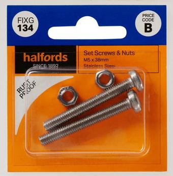 Halfords Set Screws and Nuts M5 x 38mm (FIXG134)