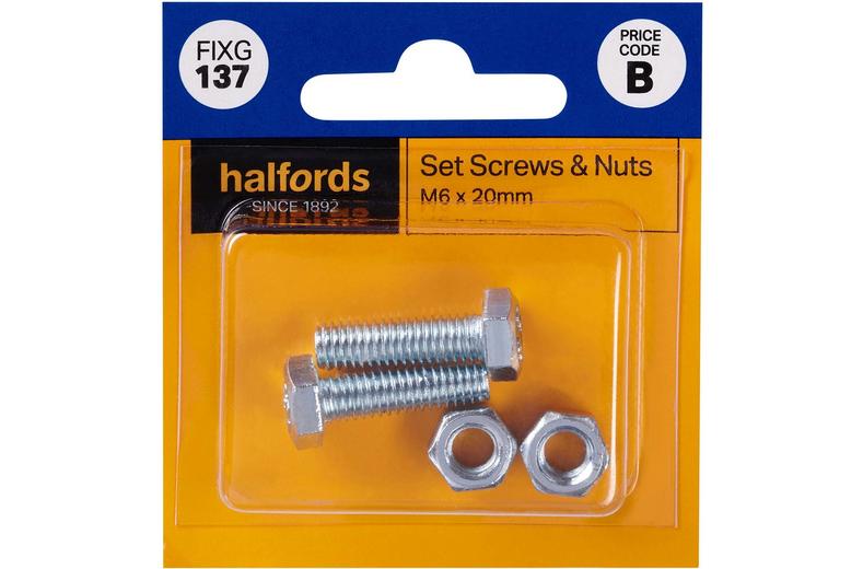 Halfords Set Screws & Nuts M6 x 25mm (FIXG138) Halfords Set Screws & Nuts M6 x 25mm (FIXG138)