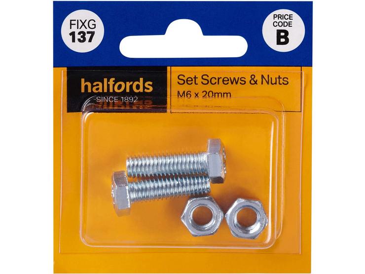 Halfords Set Screws & Nuts M6 x 25mm (FIXG138)