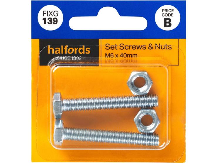 Halfords Set Screws & Nuts M6 x 40mm (FIXG139)