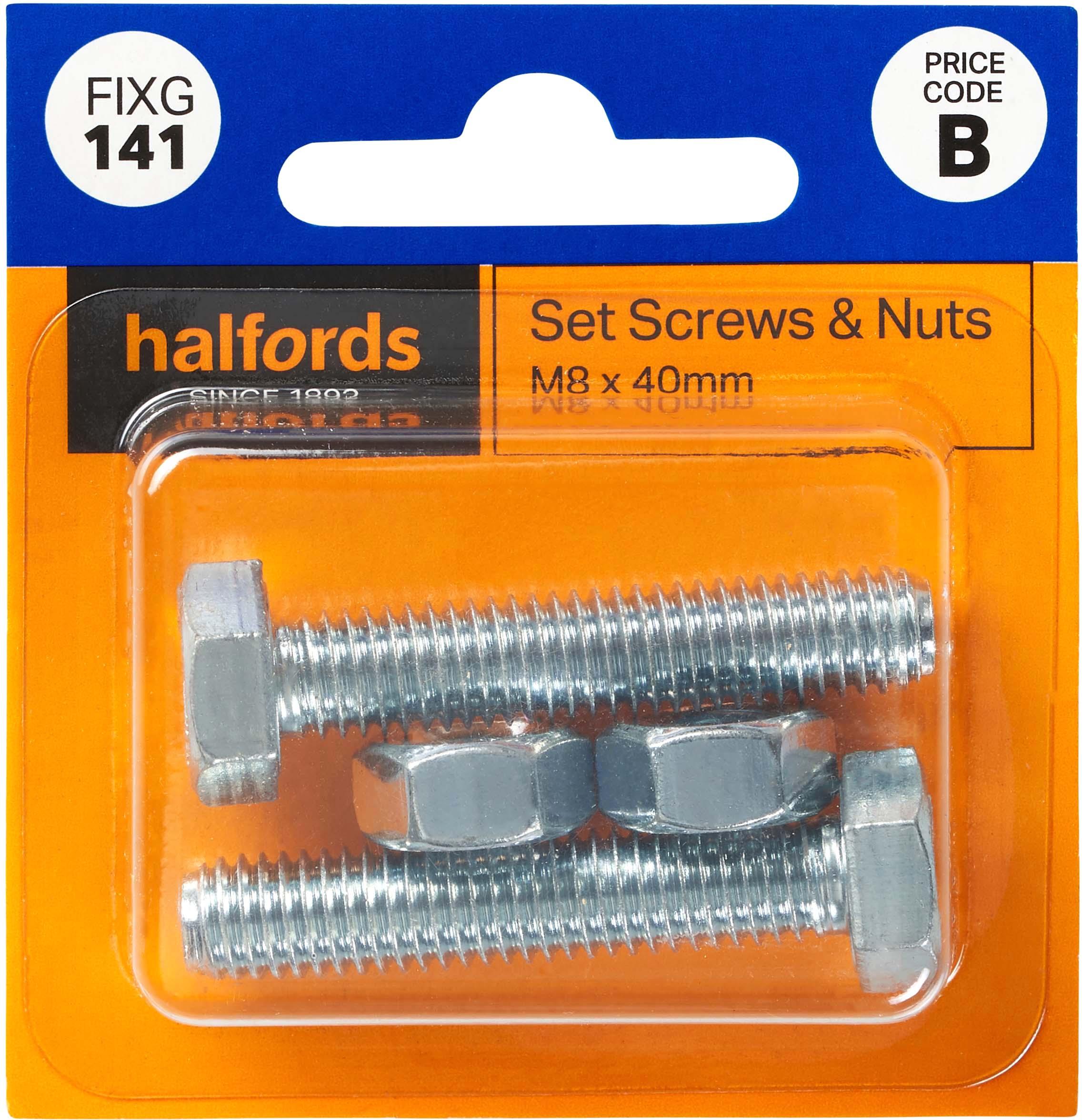 Halfords Set Screws and Nuts M8 x 40mm (FIXG141)