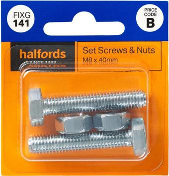Halfords Set Screws and Nuts M8 x 40mm (FIXG141)