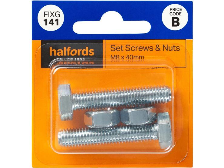 Halfords Set Screws and Nuts M8 x 40mm (FIXG141)