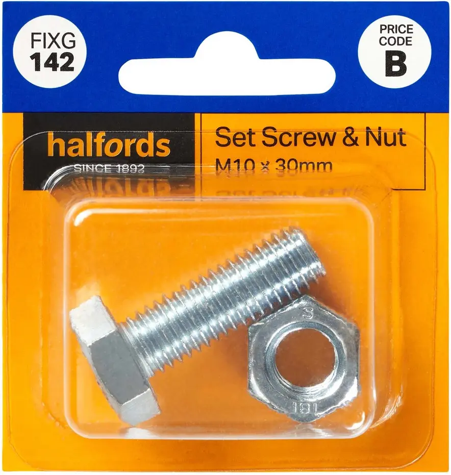 Halfords Set Screws and Nuts M10 x 30mm (FIXG142) | Halfords UK