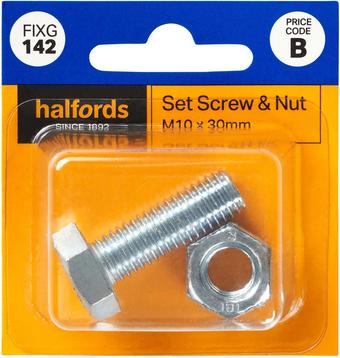 Halfords Set Screws and Nuts M10 x 30mm (FIXG142)