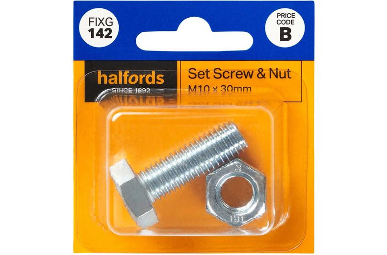 Halfords Set Screws and Nuts M10 x 30mm (FIXG142) Halfords Set Screws and Nuts M10 x 30mm (FIXG142)