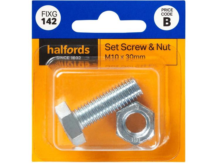 Halfords Set Screws and Nuts M10 x 30mm (FIXG142)
